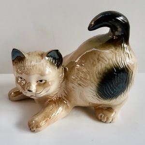 Vintage Ceramic Porcelain Cat Statue